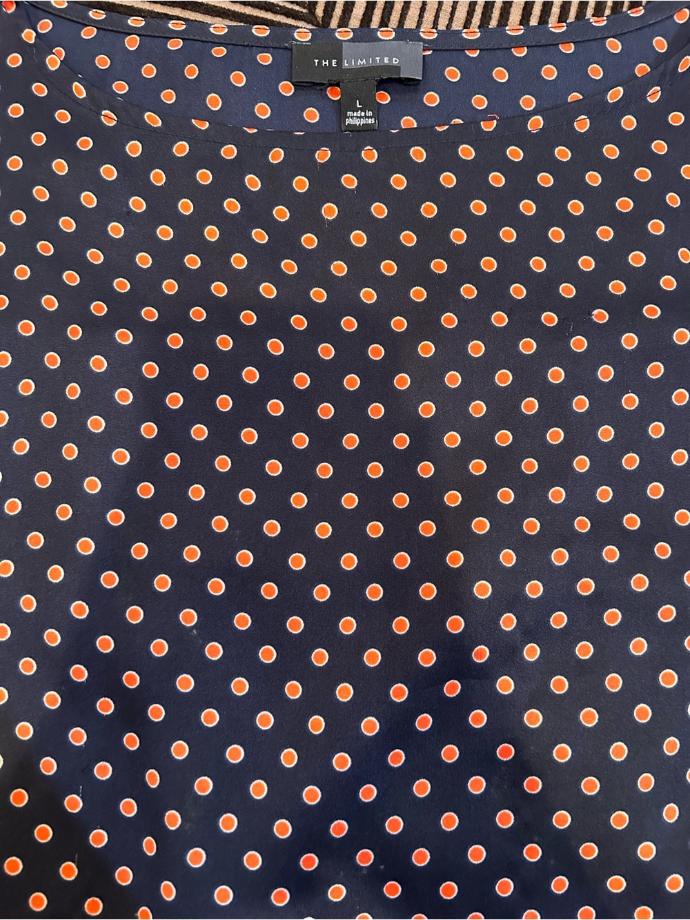 The Limited Navy Shirt with Red Polka Dots